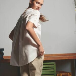 Polo Shirt with Contrast Back Gathering and Cotton Jersey