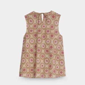 Sleeveless Blouse with Round Neckline and Back Bow Detail