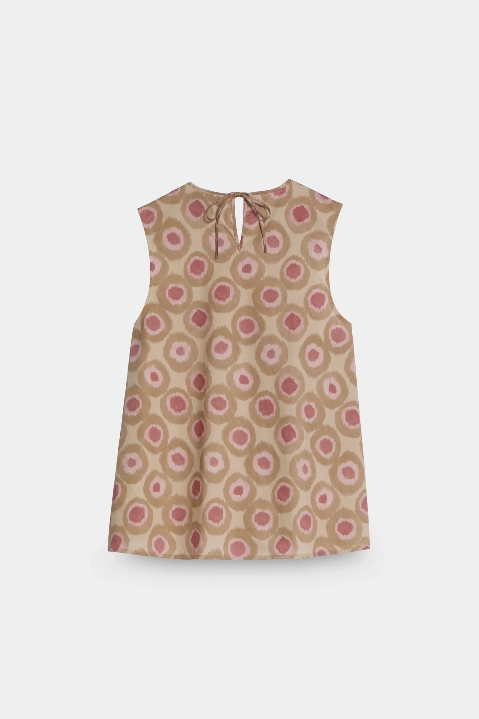 Sleeveless Blouse with Round Neckline and Back Bow Detail