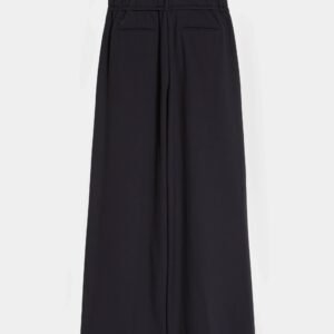 Relaxed Wide Fit Pants with Elastic Waist and Pleats