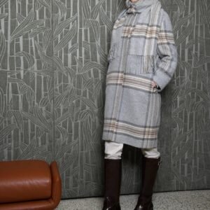 Coat with Scarf Dropped Shoulder Back Slit Fringed Design