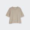 Short Sleeve Cashmere Sweater with Boxy Fit and Rib Neckline