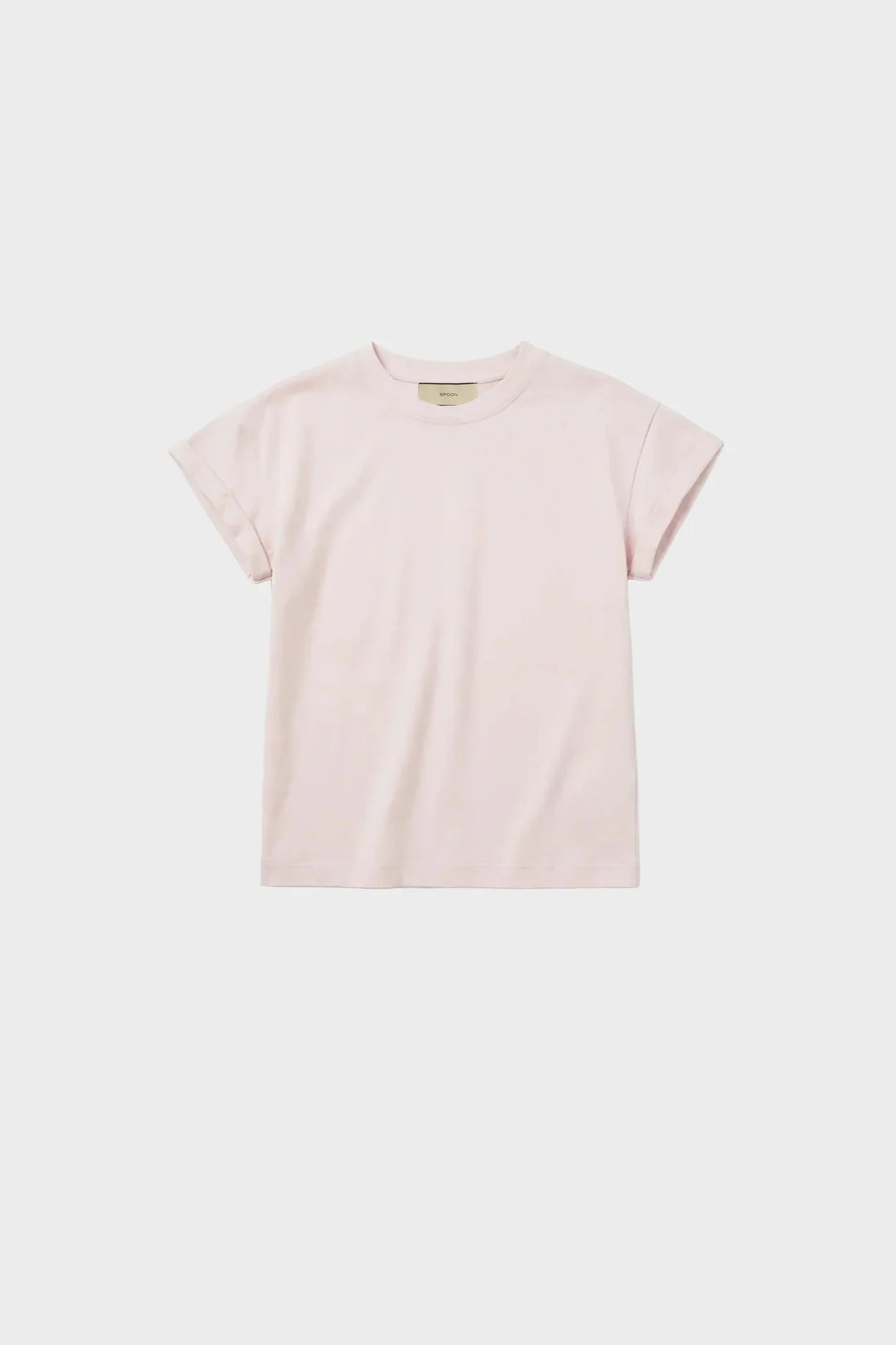 T-Shirt with Turn-Up Sleeves and Regular Fit