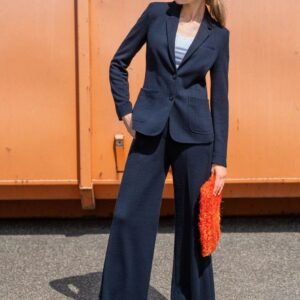 Single Breasted Jersey Blazer with Patch Pockets and Lapel