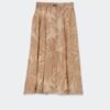 Maxi Pleated Skirt with Elastic Waistband and Belt Buckle
