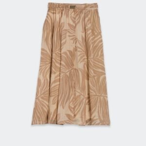 Maxi Pleated Skirt with Elastic Waistband and Belt Buckle
