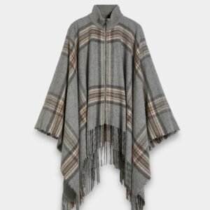 Turtle Neck Cape with High Neck and Front Zipper