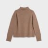 Tubular High Neck Cashmere Sweater with Ribbed Hem and Sleeves
