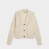 Short V Neck Knit Cardigan with Raglan Sleeves and Pockets