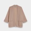 Fringe Cashmere Cardigan with Rib Pockets and Turn-Up Sleeves