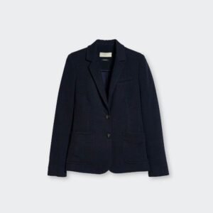 Single Breasted Jersey Blazer with Patch Pockets and Lapel