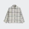 Oversized Boucle Check Jacket with Patch Pockets and Wide Sleeves