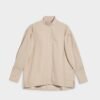 Cord Blouse with Pleated Sleeves and Stand Collar