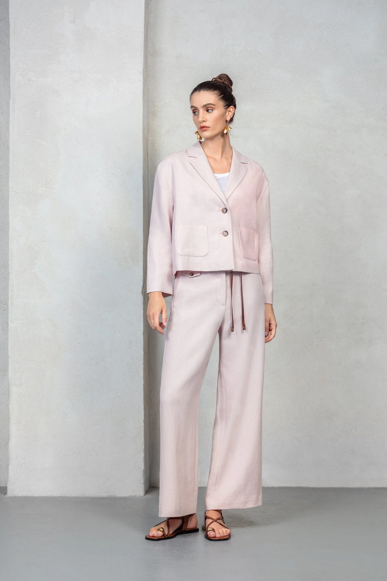 High Waist Flared Pants with Wide Leg and Pockets