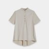 Polo Shirt with Contrast Back Gathering and Cotton Jersey