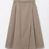 Maxi Pleated Skirt with Elastic Waistband and Wrap Front Detail