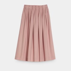Box Pleat Skirt with Elastic Waistband and Side Pockets