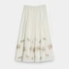 Pleated Skirt with Embroidered Hem and Elastic Waistband